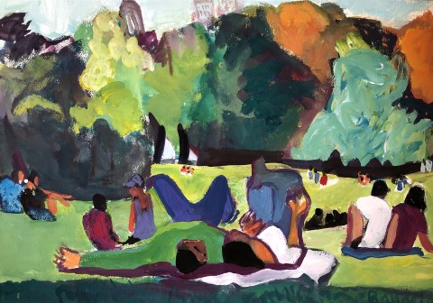 farniente-des-athletes-aux-Buttes-Chaumont-2024-gouache-sur-papier-55x37-web