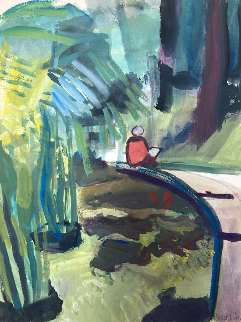 Au-bord-du-bassin-dans-le-parc-de-Belleville-Gouache-sur-toile-40x30cm-web